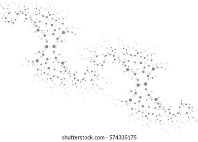 Structure molecule and communication. Dna, atom, neurons. Scientific concept for your design. Connected lines with dots. Medical, technology, chemistry, science background. Vector illustration.