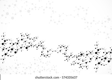 Structure molecule and communication. Dna, atom, neurons. Scientific concept for your design. Connected lines with dots. Medical, technology, chemistry, science background. Vector illustration.