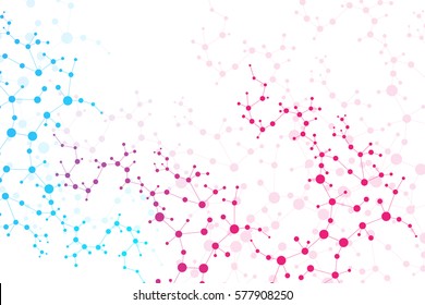 Structure molecule and communication. Dna, atom, neurons. Scientific concept for your design. Connected lines with dots. Medical, technology, chemistry, science background. Vector illustration