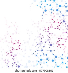 Structure molecule and communication. Dna, atom, neurons. Scientific concept for your design. Connected lines with dots. Medical, technology, chemistry, science background. Vector illustration