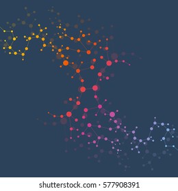 Structure molecule and communication. Dna, atom, neurons. Scientific concept for your design. Connected lines with dots. Medical, technology, chemistry, science background. Vector illustration