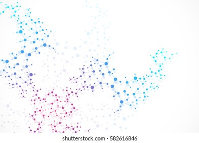 Structure molecule and communication. Dna, atom, neurons. Scientific concept for your design. Connected lines with dots. Medical, technology, chemistry, science background. Vector illustration