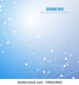 Structure molecule and communication. Dna, atom or neurons. Scientific concept for your design. Connected lines with dots. Medical, technology, chemistry, science background. Vector illustration