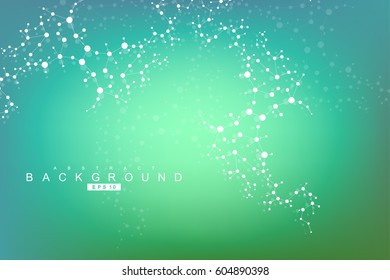 Structure molecule and communication. Dna, atom, neurons. Scientific concept for your design. Connected lines with dots. Medical, technology, chemistry, science background. Vector illustration