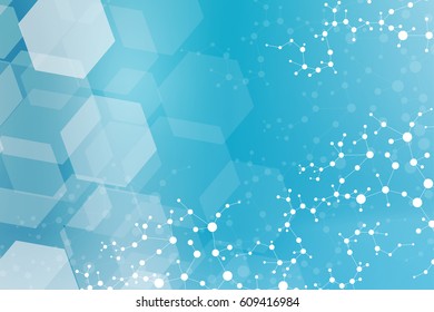 Structure molecule and communication. Dna, atom, neurons. Scientific concept for your design. Connected lines with dots. Medical, technology, chemistry, science background. Vector illustration