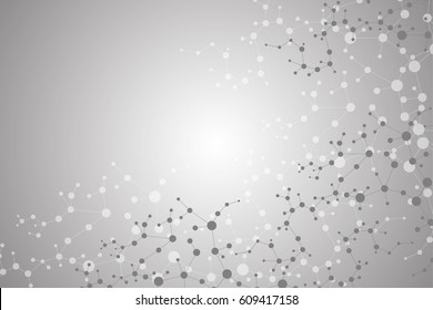 Structure molecule and communication. Dna, atom, neurons. Scientific concept for your design. Connected lines with dots. Medical, technology, chemistry, science background. Vector illustration