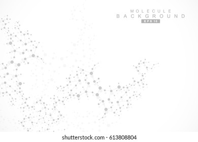 Structure molecule and communication. Dna, atom, neurons. Scientific concept for your design. Connected lines with dots. Medical, technology, chemistry, science background. Vector illustration