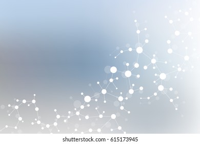 Structure molecule and communication. Dna, atom, neurons. Scientific concept for your design. Connected lines with dots. Medical, technology, chemistry, science background. Vector illustration
