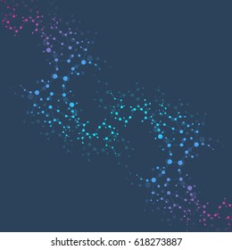 Structure molecule and communication. Dna, atom, neurons. Scientific concept for your design. Connected lines with dots. Medical, technology, chemistry, science background. Vector illustration