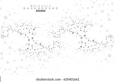 Structure molecule and communication. Dna, atom, neurons. Scientific concept for your design. Connected lines with dots. Medical, technology, chemistry, science background. Vector illustration