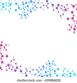 Structure molecule and communication. Dna, atom, neurons. Scientific concept for your design. Connected lines with dots. Medical, technology, chemistry, science background. Vector illustration.