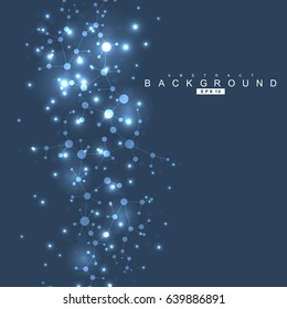 Structure molecule and communication. Dna, atom, neurons. Scientific concept for your design. Connected lines with dots. Medical, technology, chemistry, science background. Vector illustration