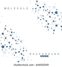 Structure molecule and communication. Dna, atom, neurons. Scientific concept for your design. Connected lines with dots. Medical, technology, chemistry, science background. Vector illustration.