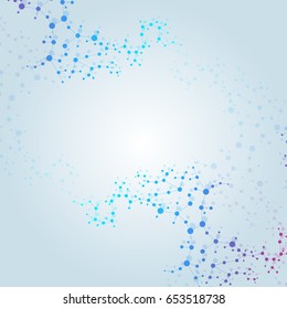 Structure molecule and communication. Dna, atom, neurons. Scientific concept for your design. Connected lines with dots. Medical, technology, chemistry, science background. Vector illustration