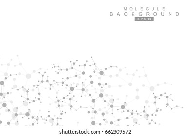 Structure molecule and communication. Dna, atom, neurons. Scientific concept for your design. Connected lines with dots. Medical, technology, chemistry, science background. Vector illustration