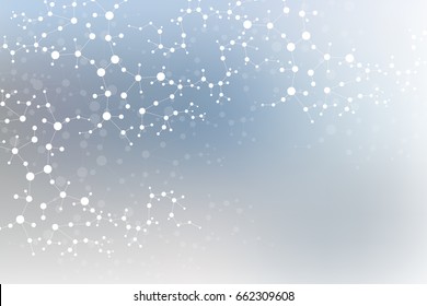Structure molecule and communication. Dna, atom, neurons. Scientific concept for your design. Connected lines with dots. Medical, technology, chemistry, science background. Vector illustration