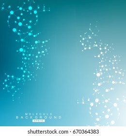 Structure molecule and communication. Dna, atom, neurons. Scientific concept for your design. Connected lines with dots. Medical, technology, chemistry, science background. Vector illustration