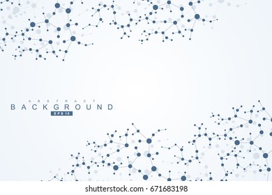 Structure molecule and communication. Dna, atom, neurons. Scientific concept for your design. Connected lines with dots. Medical, technology, chemistry, science background. Vector illustration.