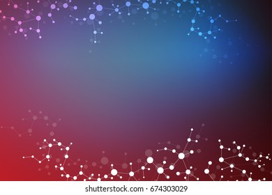 Structure molecule and communication. Dna, atom, neurons. Scientific concept for your design. Connected lines with dots. Medical, technology, chemistry, science background. Vector illustration