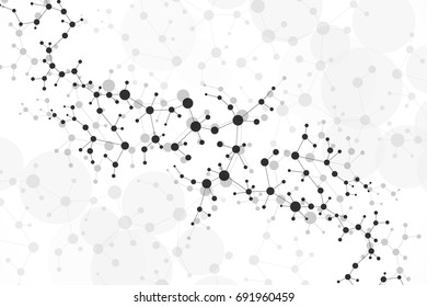 Structure molecule and communication. Dna, atom, neurons. Scientific concept for your design. Connected lines with dots. Medical, technology, chemistry, science background. Vector illustration