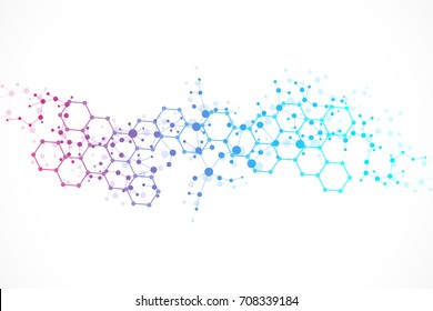 Structure molecule   communication  Dna  atom  neurons  Scientific concept for your design  Connected lines and dots  Medical  technology  chemistry  science background  Vector illustration 