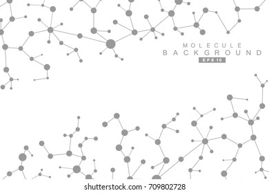 Structure molecule and communication. Dna, atom, neurons. Scientific concept for your design. Connected lines with dots. Medical, technology, chemistry, science background. Vector illustration