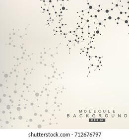 Structure molecule and communication. Dna, atom, neurons. Scientific concept for your design. Connected lines with dots. Medical, technology, chemistry, science background. Vector illustration