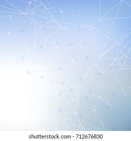 Structure molecule and communication. Dna, atom, neurons. Scientific concept for your design. Connected lines with dots. Medical, technology, chemistry, science background. Vector illustration