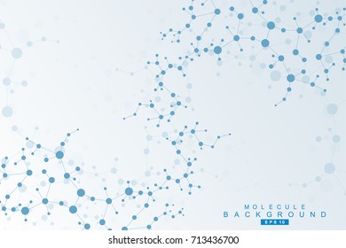 Structure molecule and communication. Dna, atom, neurons. Scientific concept for your design. Connected lines with dots. Medical, technology, chemistry, science background. Vector illustration