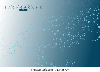 Structure molecule and communication. Dna, atom, neurons. Scientific concept for your design. Connected lines with dots. Medical, technology, chemistry, science background. Vector illustration