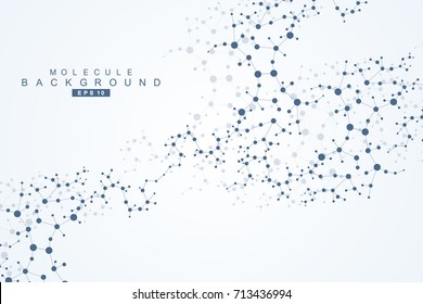  Strukturmolekül und Kommunikation. DNA, Atom, Neuronen. Wissenschaftliches Konzept für Ihr Design. Verbundene Linien mit Punkten. Medizin, Technologie, Chemie, wissenschaftlicher Hintergrund. Vektorgrafik