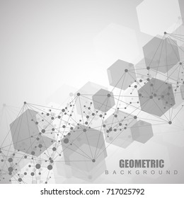 Structure molecule and communication. Dna, atom, neurons. Scientific concept for your design. Connected lines with dots. Medical, technology, chemistry, science background. Vector illustration