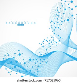 Structure molecule and communication. Dna, atom, neurons. Scientific concept for your design. Connected lines with dots. Medical, technology, chemistry, science background. Vector illustration