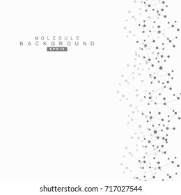 Structure molecule and communication. Dna, atom, neurons. Scientific concept for your design. Connected lines with dots. Medical, technology, chemistry, science background. Vector illustration