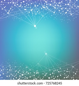 Structure molecule and communication. Dna, atom, neurons. Scientific concept for your design. Connected lines with dots. Medical, technology, chemistry, science background. Vector illustration