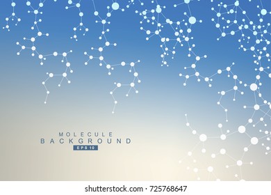 Structure molecule and communication. Dna, atom, neurons. Scientific concept for your design. Connected lines with dots. Medical, technology, chemistry, science background. Vector illustration