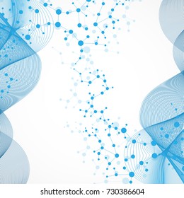 Structure molecule and communication. Dna, atom, neurons. Scientific concept for your design. Connected lines with dots. Medical, technology, chemistry, science background. Vector illustration
