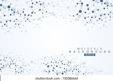 Structure molecule and communication. Dna, atom, neurons. Scientific concept for your design. Connected lines with dots. Medical, technology, chemistry, science background. Vector illustration