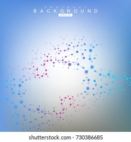 Structure molecule and communication. Dna, atom, neurons. Scientific concept for your design. Connected lines with dots. Medical, technology, chemistry, science background. Vector illustration