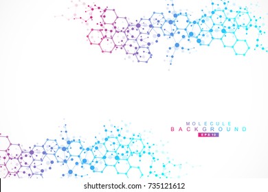 Structure molecule and communication. Dna, atom, neurons. Scientific concept for your design. Connected lines with dots. Medical, technology, chemistry, science background. Vector illustration