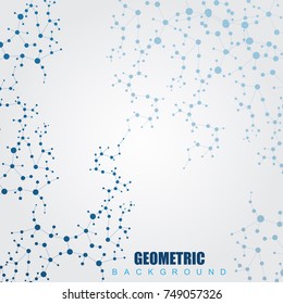 Structure molecule and communication. Dna, atom, neurons. Scientific concept for your design. Connected lines with dots. Medical, technology, chemistry, science background. Vector illustration