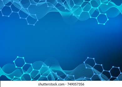 Structure molecule and communication. Dna, atom, neurons. Scientific concept for your design. Connected lines with dots. Medical, technology, chemistry, science background. Vector illustration