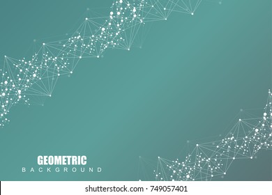 Structure molecule and communication. Dna, atom, neurons. Scientific concept for your design. Connected lines with dots. Medical, technology, chemistry, science background. Vector illustration