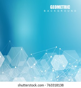 Structure molecule and communication. Dna, atom, neurons. Scientific concept for your design. Connected lines with dots. Medical, technology, chemistry, science background. Vector illustration