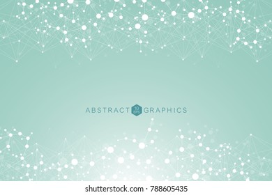 Structure molecule and communication. Dna, atom, neurons. Scientific concept for your design. Connected lines with dots. Medical, technology, chemistry, science background. Vector illustration