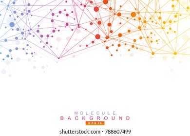 Structure molecule and communication. Dna, atom, neurons. Scientific concept for your design. Connected lines with dots. Medical, technology, chemistry, science background. Vector illustration