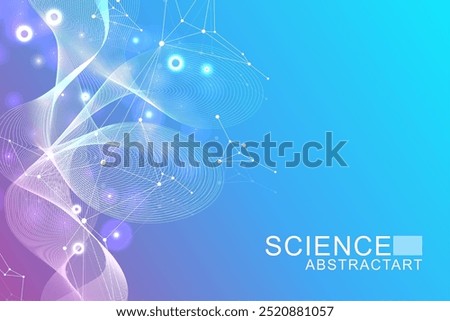Structure molecule and communication. Dna, atom, neurons. Scientific concept for your design. Connected lines with dots. Medical, technology, chemistry, science background. Vector illustration.