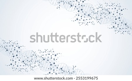 Structure molecule and communication Dna, atom, neurons. Science concept for your design. Connected lines with dots. Medical, technology, chemistry, science background. Vector illustration.
