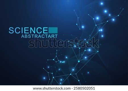 Structure molecule and communication. Dna, atom, neurons. Scientific concept for your design. Connected lines with dots. Medical, technology, chemistry, science background. Vector illustration.