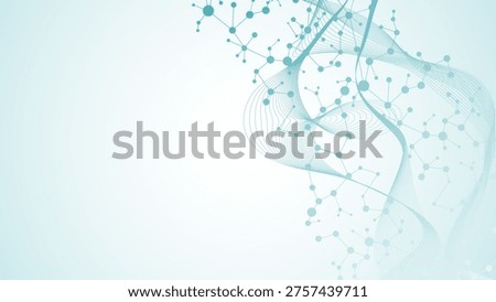 Structure molecule and communication. Dna, atom, neurons. Scientific concept for your design. Connected lines with dots. Medical, technology, chemistry, science background. Vector illustration.